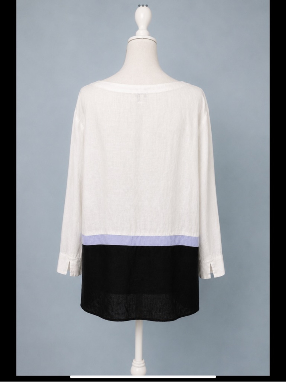 Tyler Boe 100% Linen Colorblock Tunic Blouse White Lavender Navy Size L - Picture 6 of 16